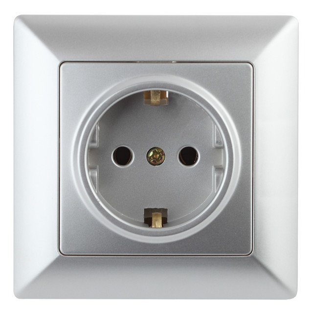 розетка 1 пост INTRO Solo без заземляющего контакта 16А алюминий